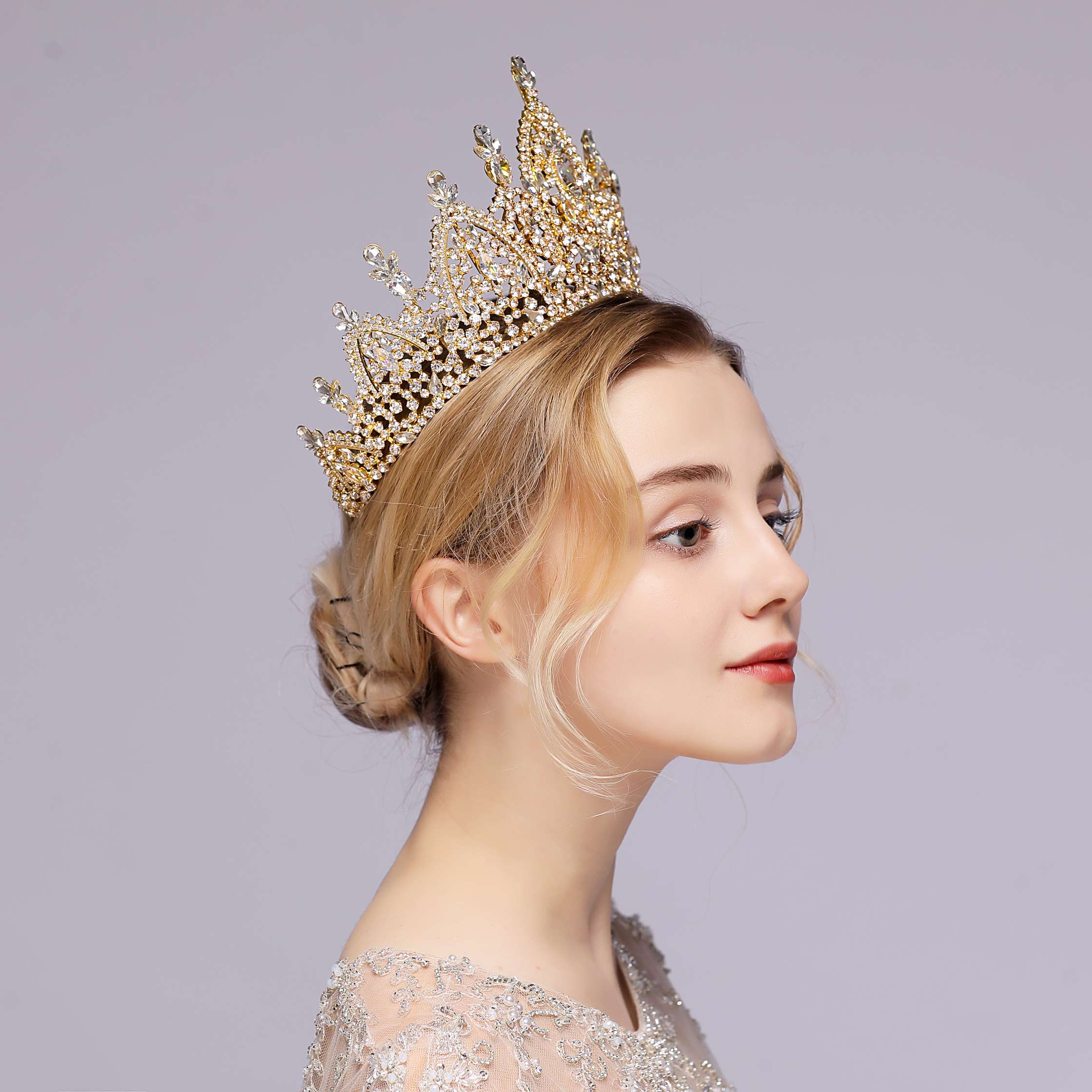 Large-sized claw chain crown wedding bride crown fashion show style details Picture