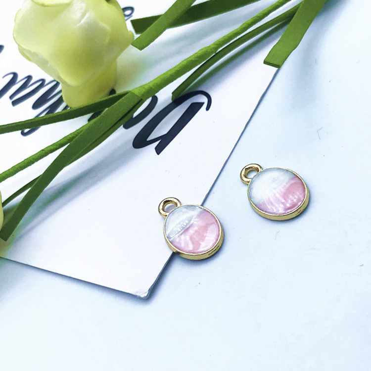 diy alloy accessory Korean-style cute oval oil painting pendant details Picture