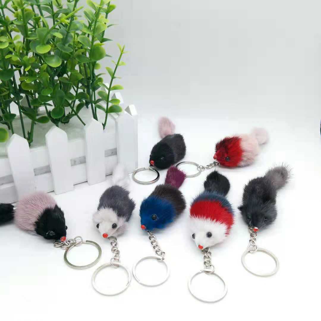 精品热卖水貂毛迷你小老鼠挂件 水貂毛老鼠钥匙扣厂家直销白底实物图