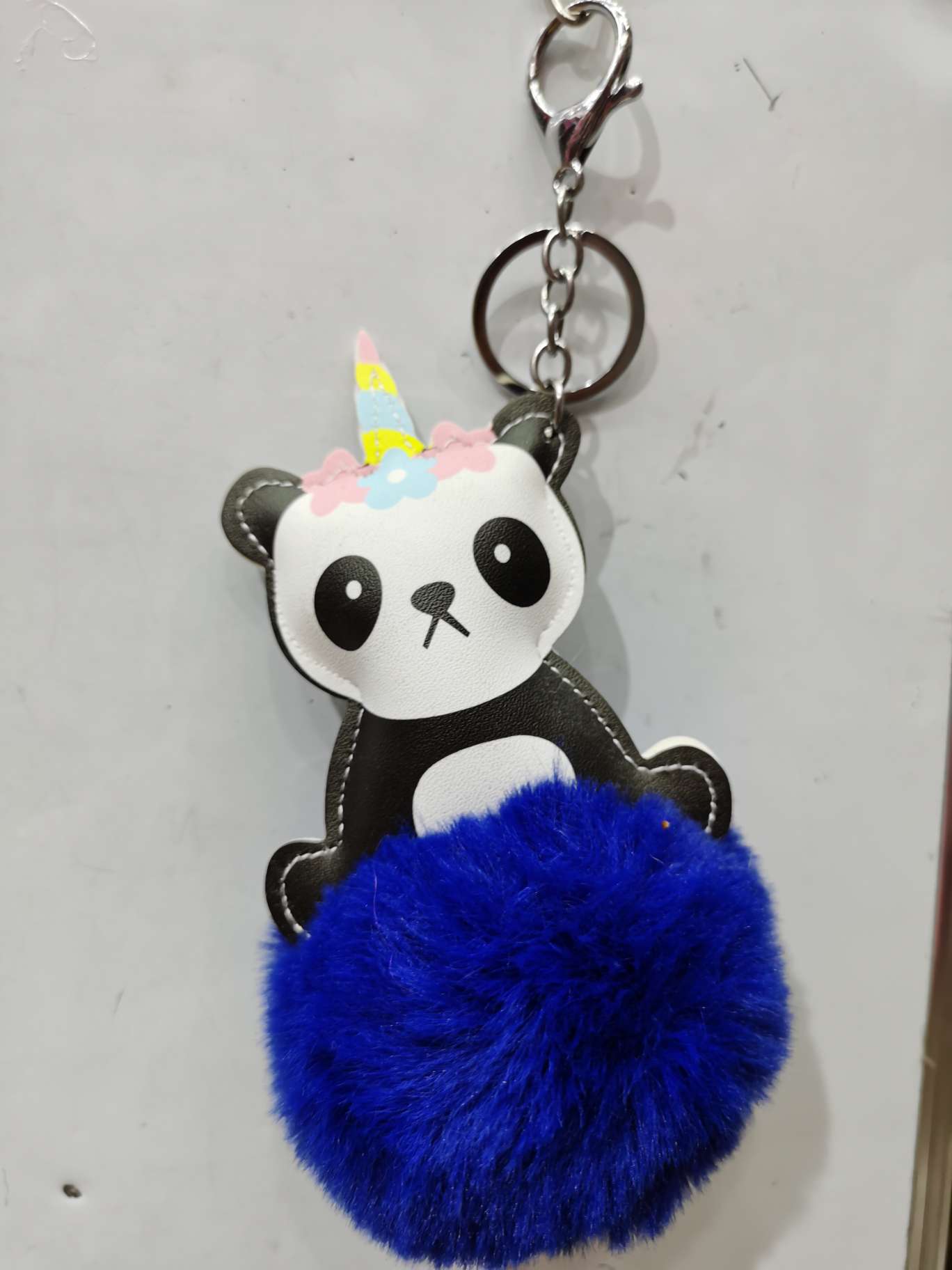 3711琪丽莎饰品熊猫毛球钥匙扣产品图