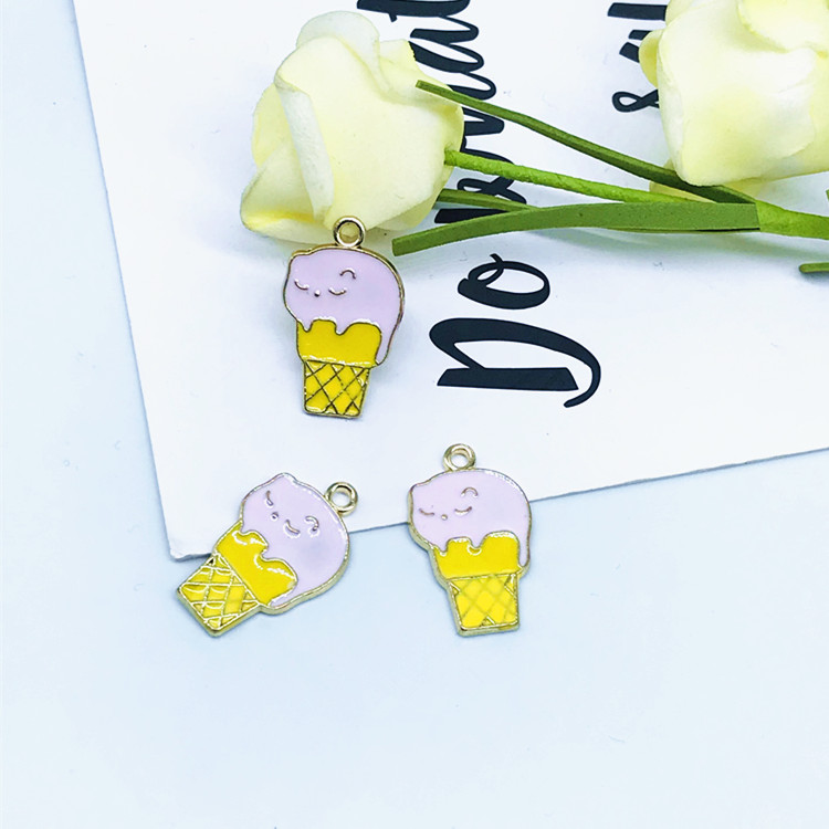 diy alloy accessory Korean version cute ice cream painting oil pendant Specification image