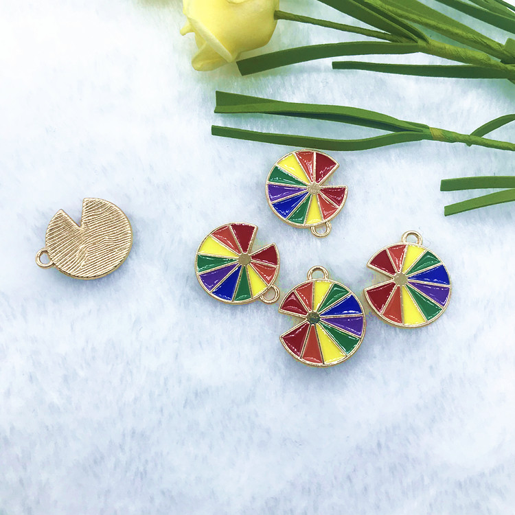 DIY alloy rainbow disc pendant accessories, earrings, bracelet accessories and ornaments Specification image