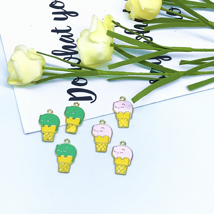 diy alloy accessory Korean version cute ice cream painting oil pendant undefined