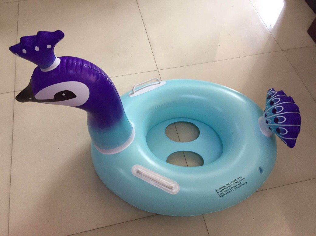 地摊货婴幼儿游泳座圈游泳孔雀艇水上用品奥优充气玩具1471-53