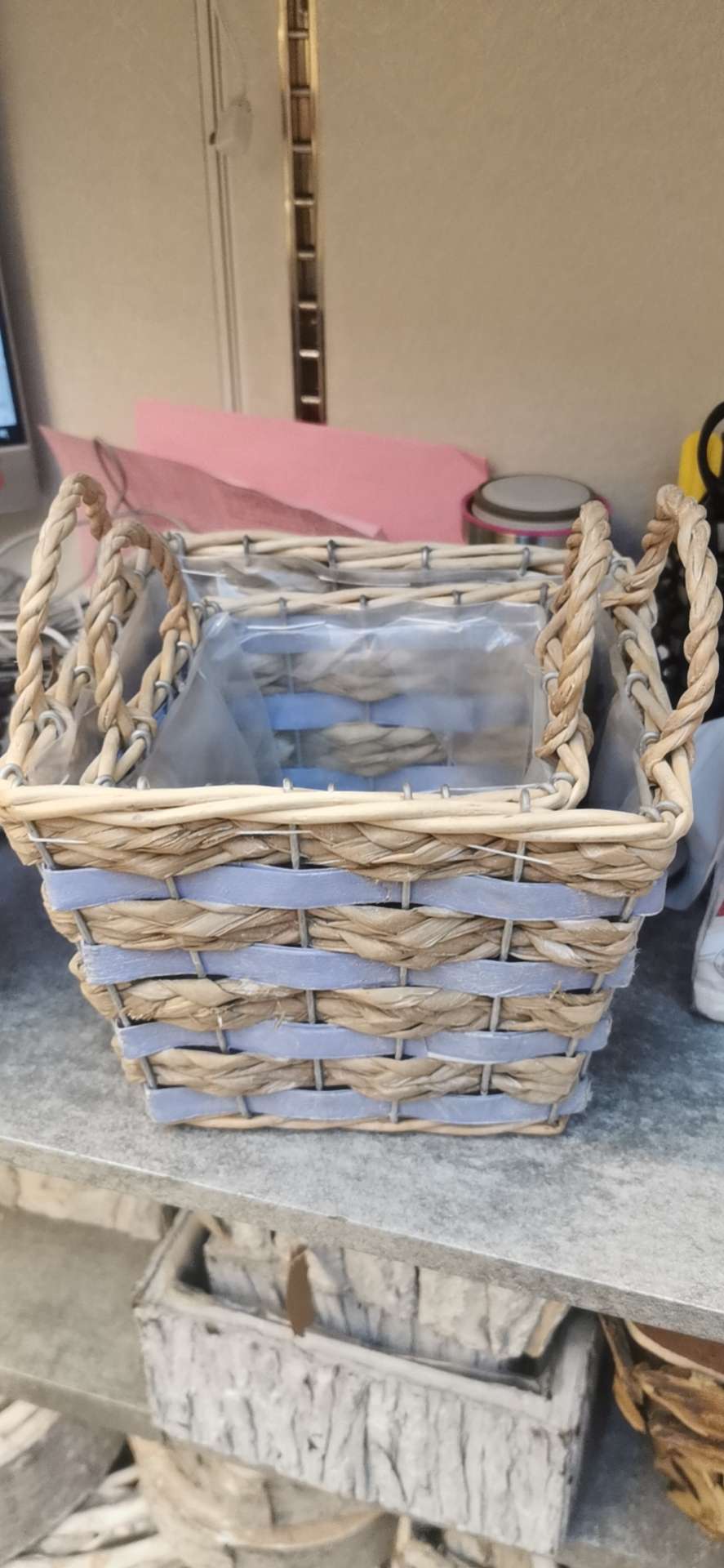 工艺品园艺花篮木片花篮花盆花瓶套2花篮