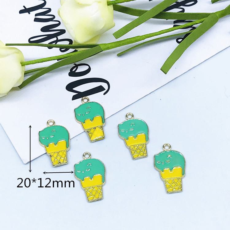 diy alloy accessory Korean version cute ice cream painting oil pendant undefined