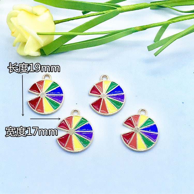 DIY alloy rainbow disc pendant accessories, earrings, bracelet accessories and ornaments