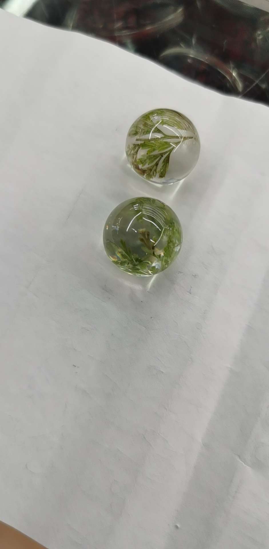 树脂花球天然植物标本花草水晶球唯美森系吊坠球形水晶胶永生花树脂球立体干花吊坠球白底实物图