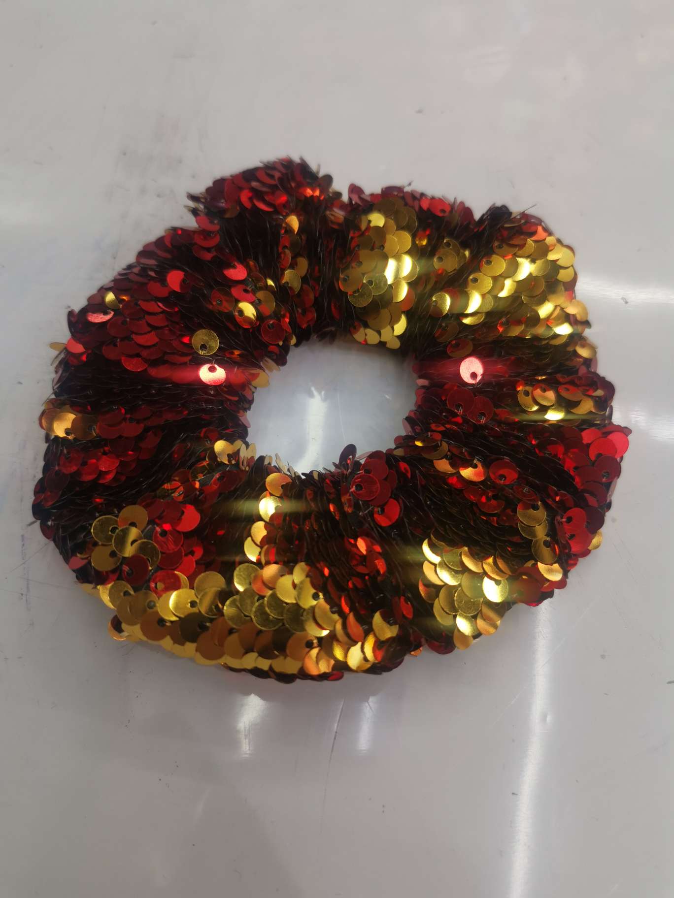 Bright red sequin scrunchie thumbnail