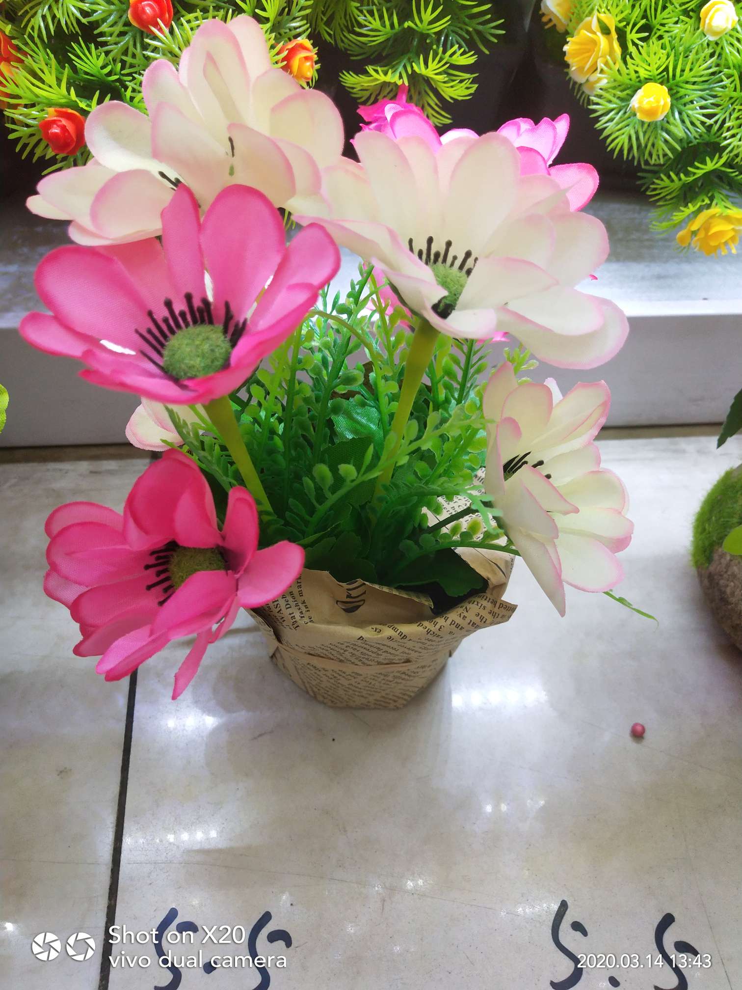 Sunflower paper-wrapped cup office potted artificial flower bonsai
