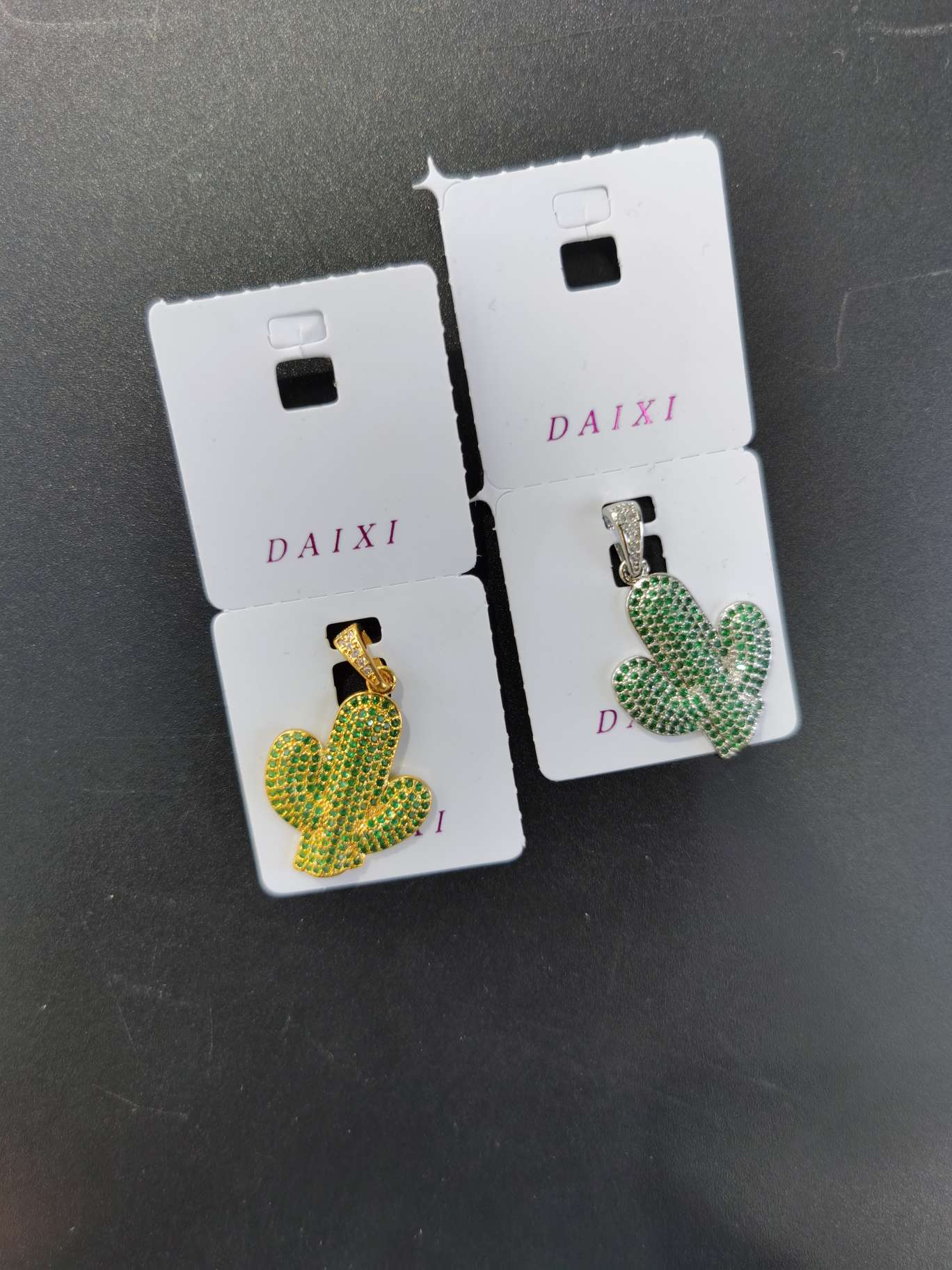 Copper micro-inlaid cactus hip-hop style real gold electroplating