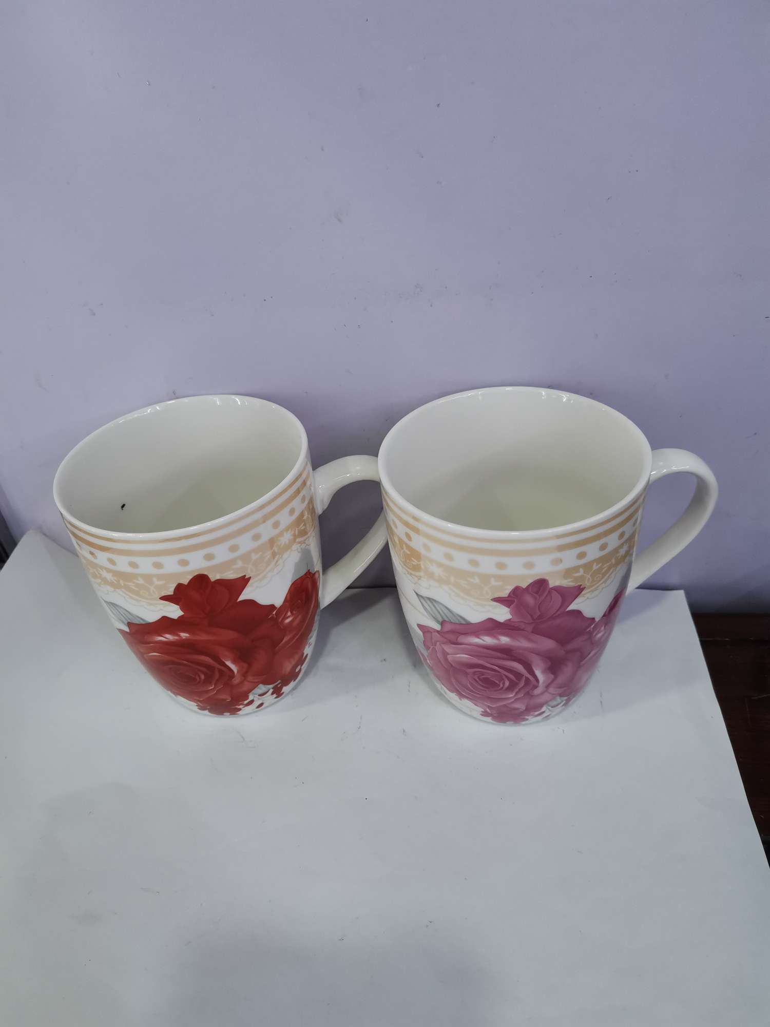 玫瑰花图案四色花纸鼓形杯多色混