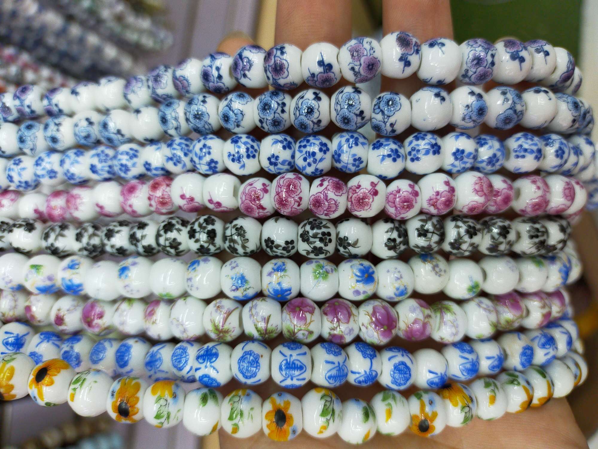 8 centimetre ceramic decal bead, design and color is much thumbnail
