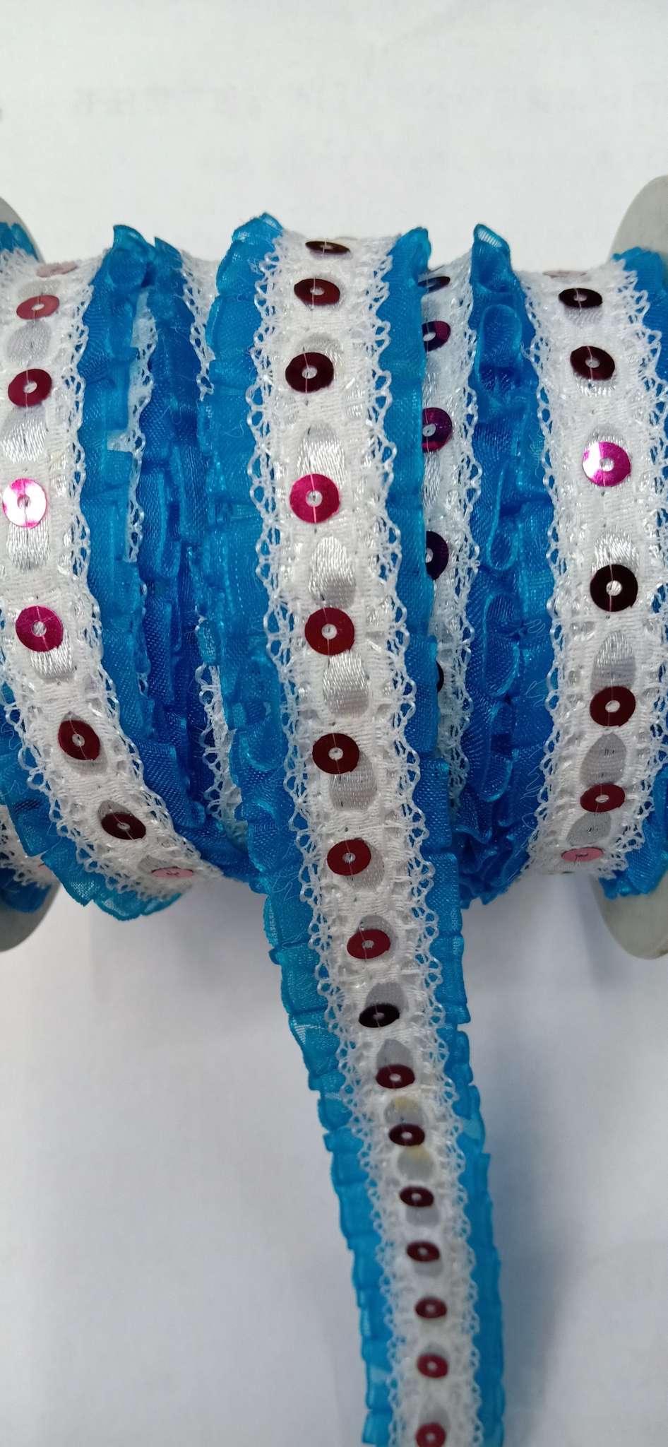 Blue Ribbon White Lace Beads Sequins Lace Garment Accessories Packaging Decoration details Picture