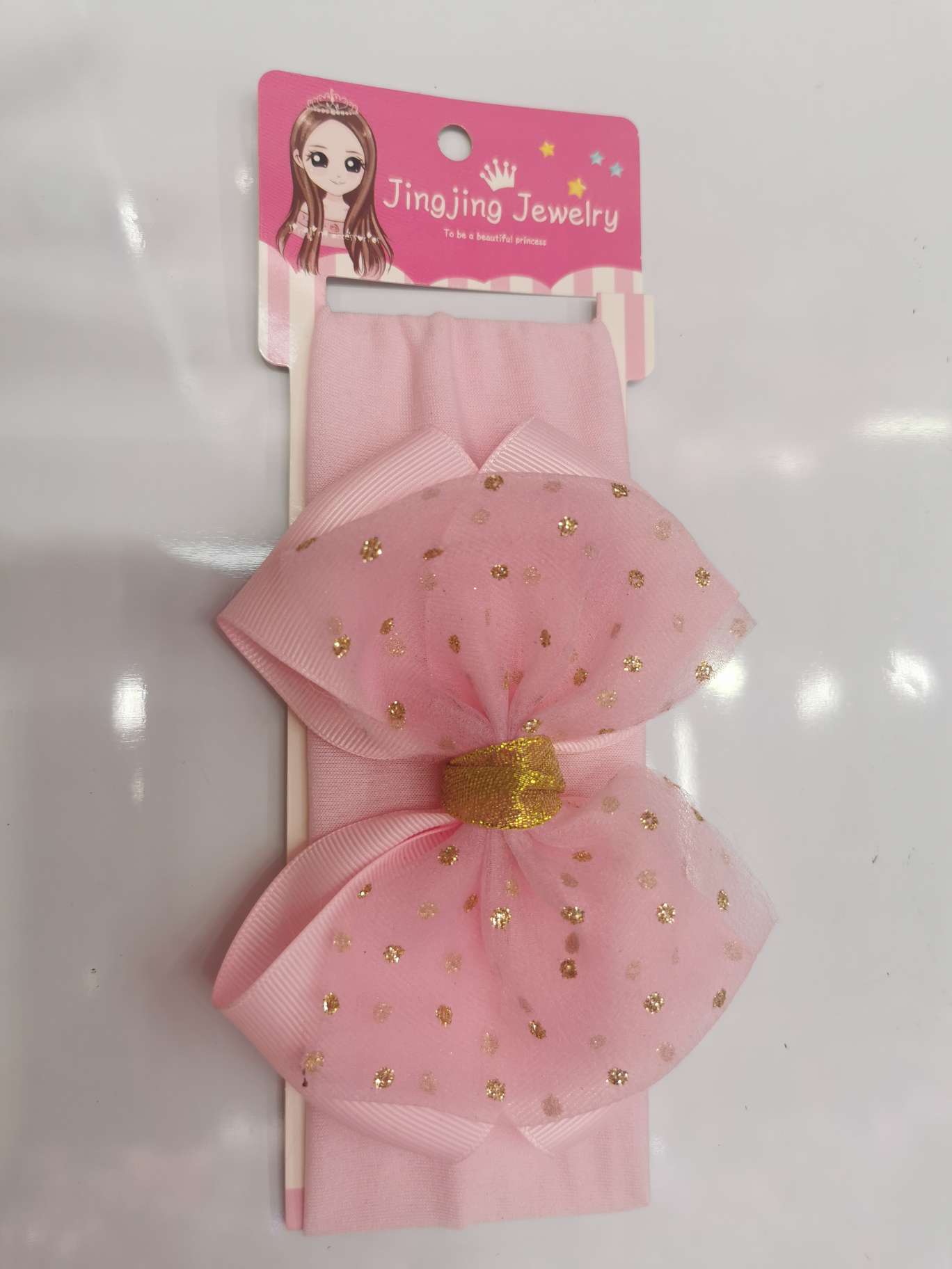 Gold powder dot seep yarn bow tie children's hair band details Picture