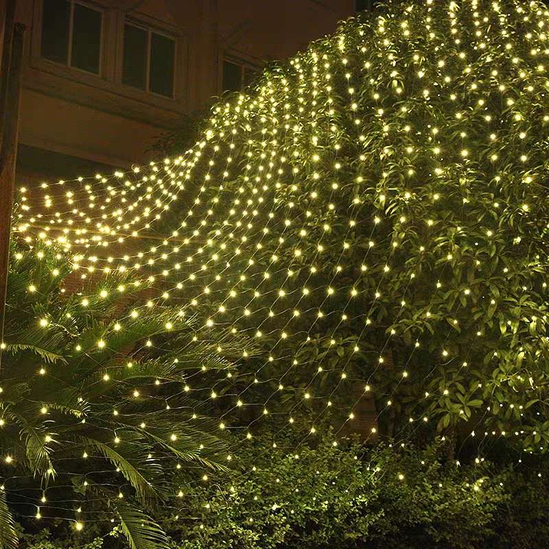 led small colored lights, string lights, flashing lights, popular fishing net lights, courtyard decoration, garden atmosphere arrangement, seven-color color-changing Specification image