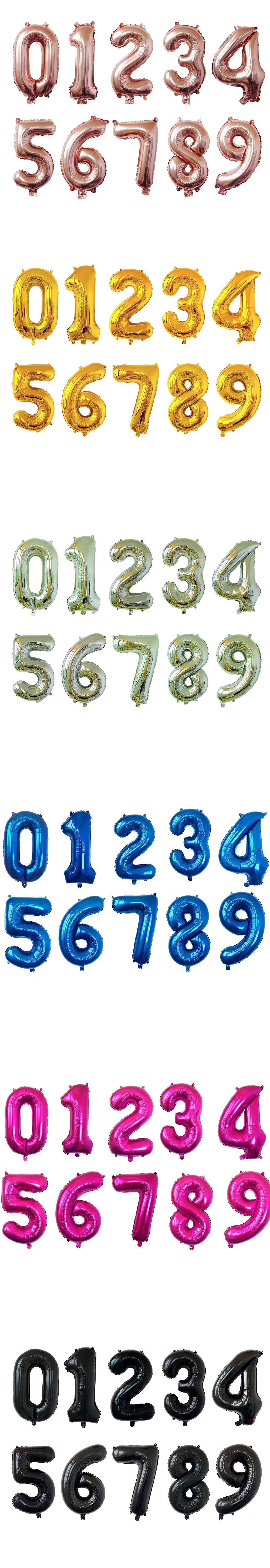 40寸美版金色银色玫瑰金渐变色数字铝膜气球氦气球可飘空生日派对装饰用品图