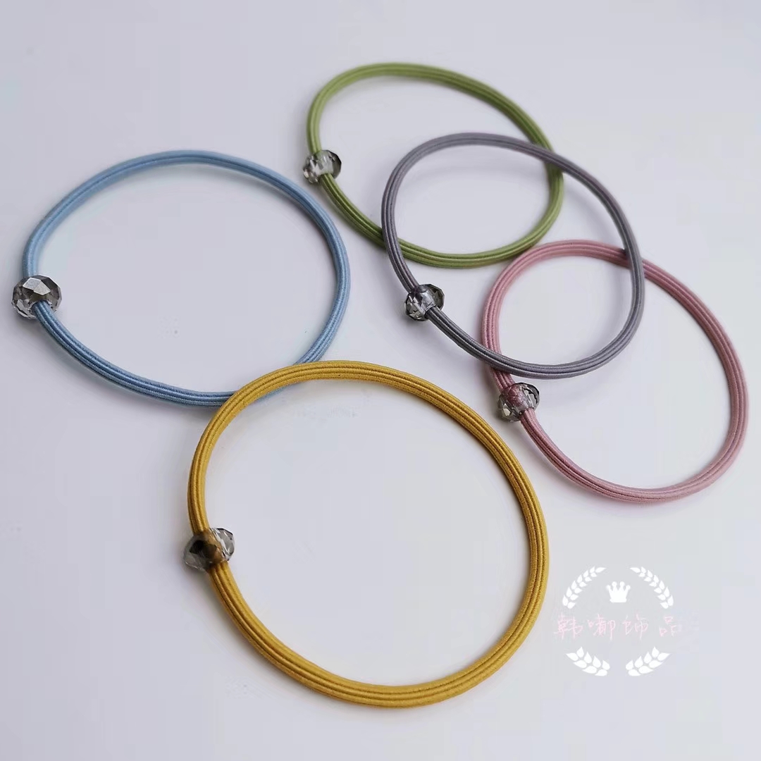 8-cornered crystal leather band hair tie