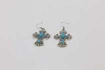 Cross earring dot diamond earring pine stone