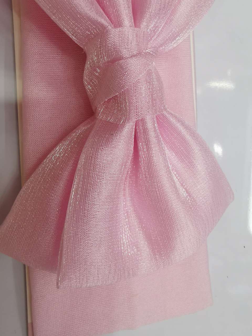 Solid-color Korean tulle twin bow tie children's hair band Specification image