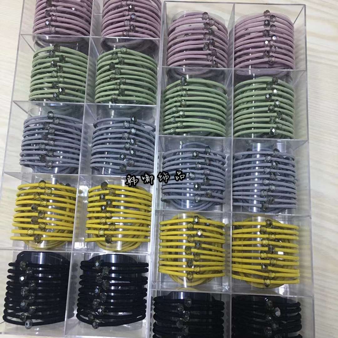 8-cornered crystal leather band hair tie Specification image