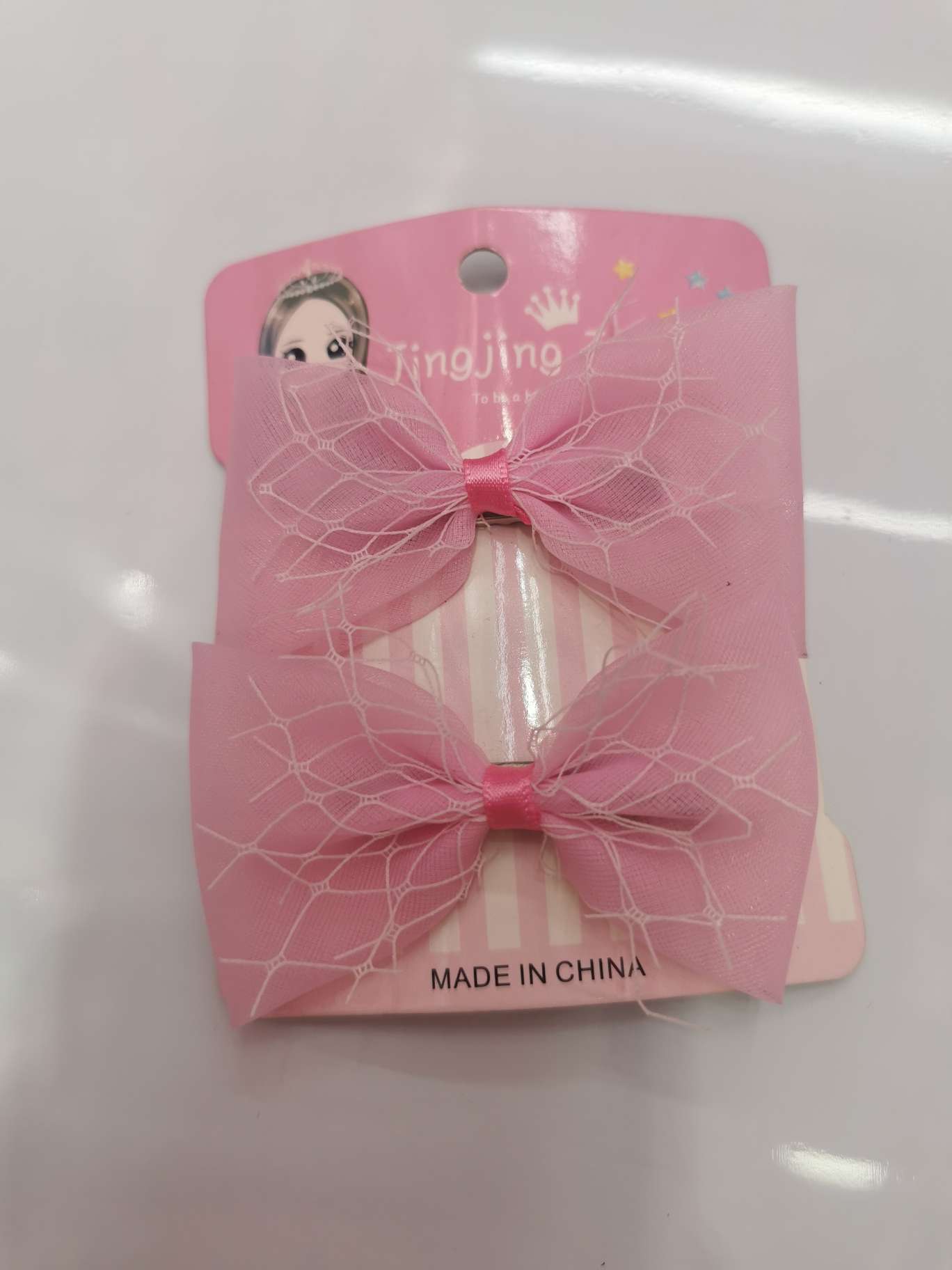 Grid starlight gauze bow tie duckling clip details Picture