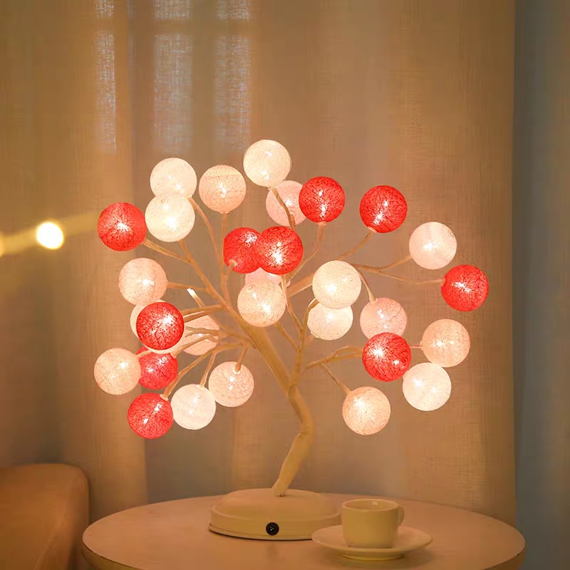 树灯led彩灯彩色棉线球装饰灯家庭浪漫房间创意灯图