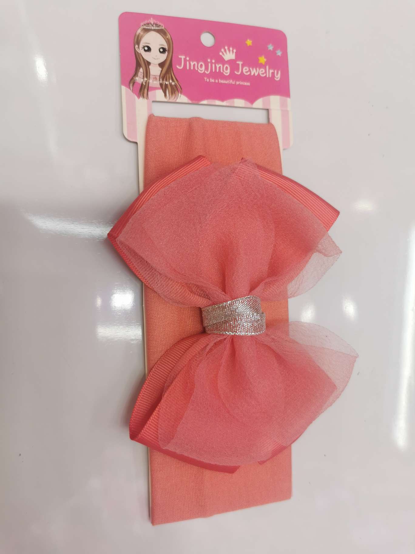 Solid-color seersucker bow tie children's hair band