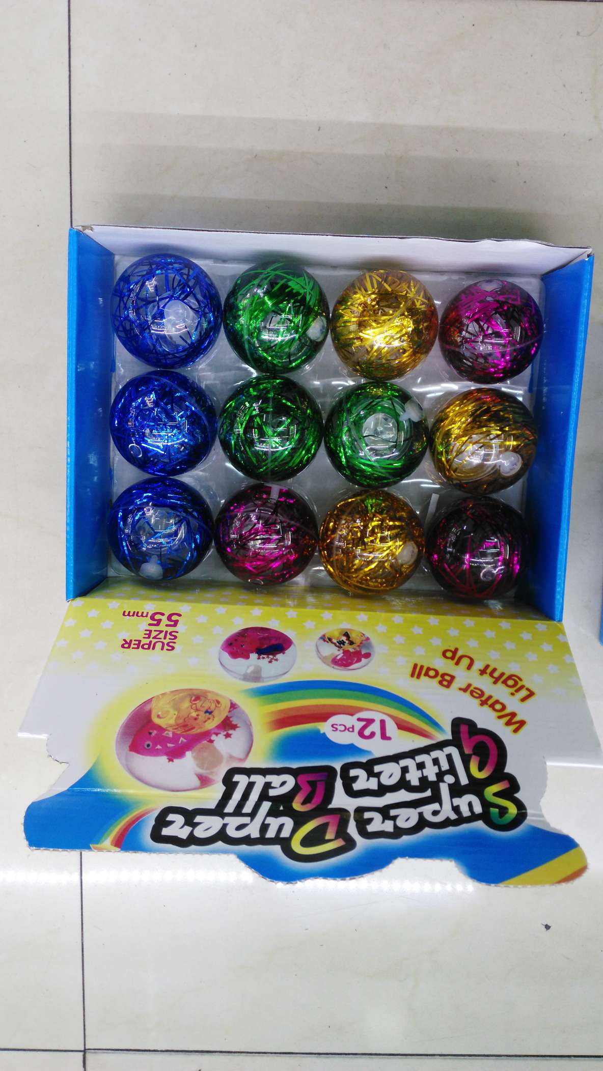 65MM gold thread elastic glittering crystal ball, mixed in four colors. Application Scenario