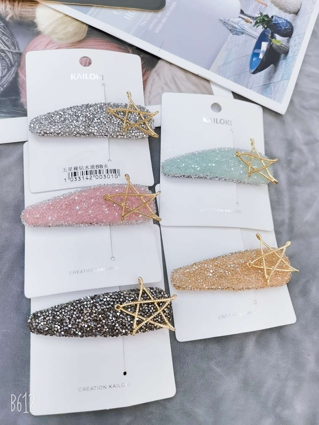 Spring 2020 Jello colored rhinestone hair clip BB clip Bangs Hair Clip Female Korean version hair clip travel hair clip thumbnail