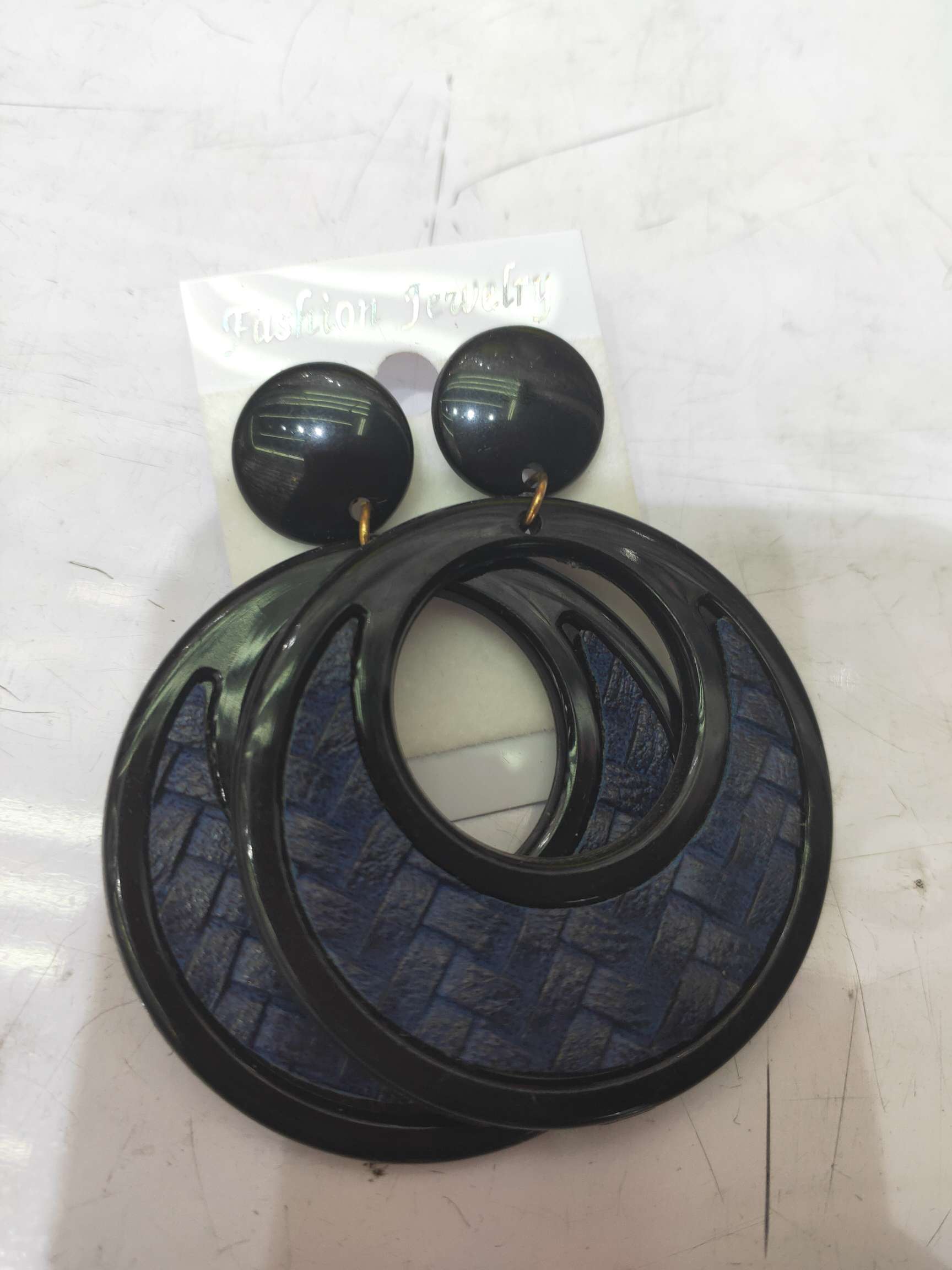 Blue ocean rattan acrylic double round earrings vitality girl thumbnail