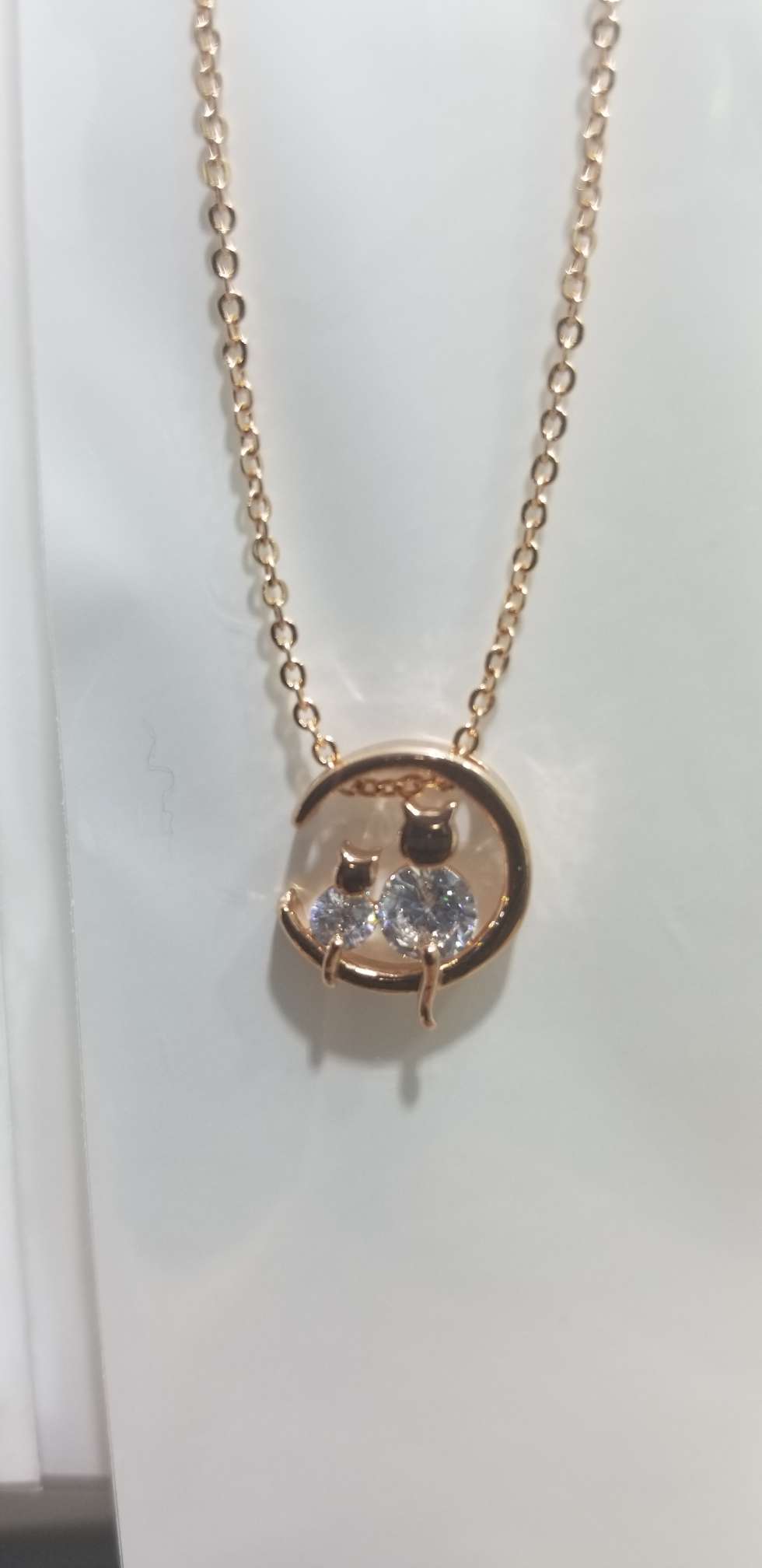 Vintage choker creative zircon necklace color preserving moon cat
