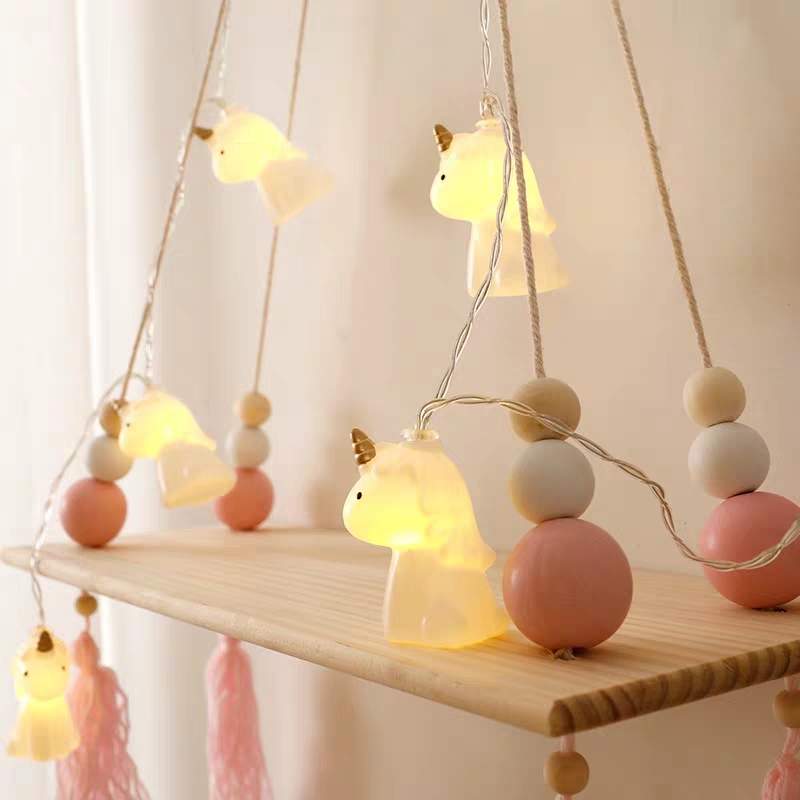 Little Pony Unicorn, cute battery box, colorful light string, children's room decoration, ins dormitory decoration, creative hanging lights Specification image