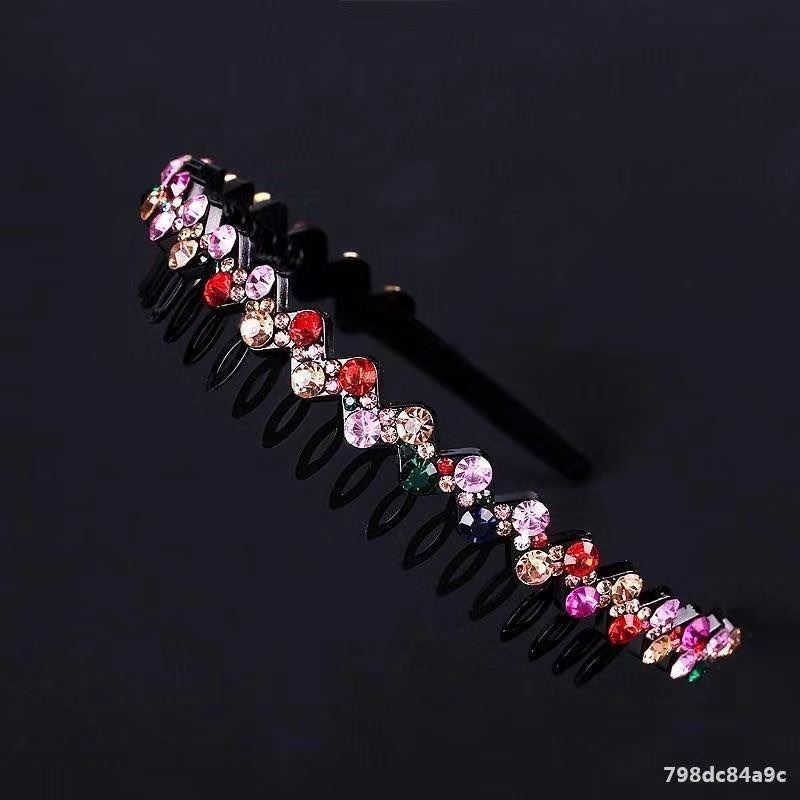 Rhine-Drill Headband Non-Slip Headband Mesh Red Diamond Pressure Headband Women's Bangs Hairpin Clip Hair Accessory Out Pearl 3