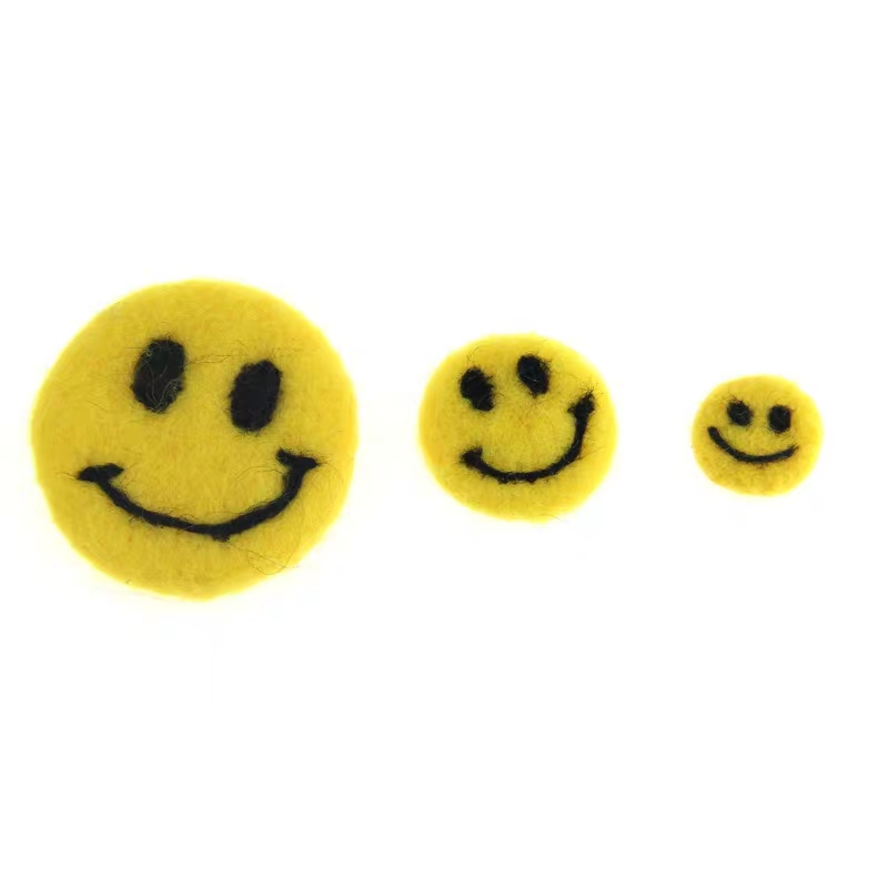 Wool Poke Poke 3 cm Smiley Face wool felt Emoji, Sunflower smiley Face DIY handmade children's accessories Specification image