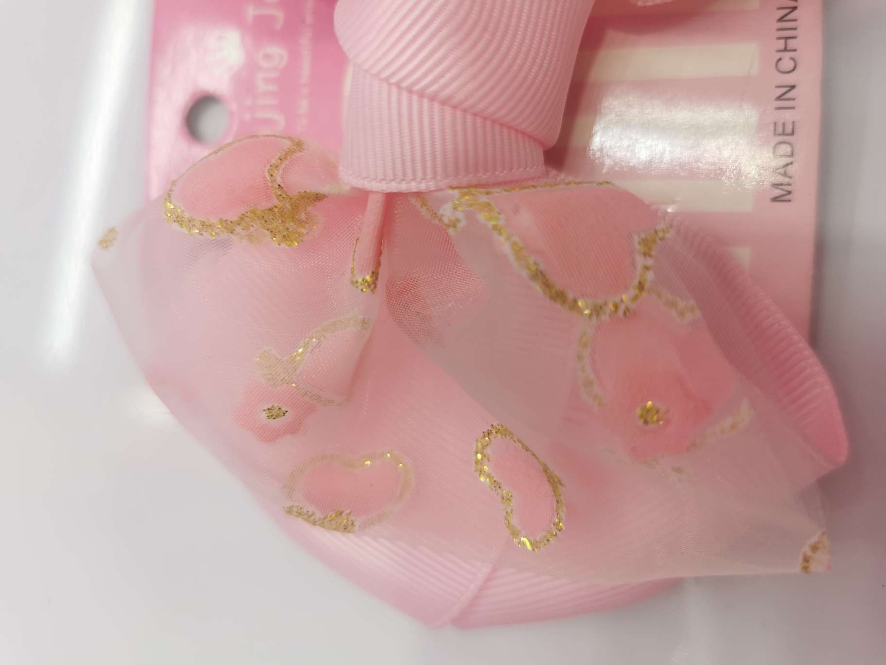 Gold powder heart-shaped bow tie big duck clip details Picture