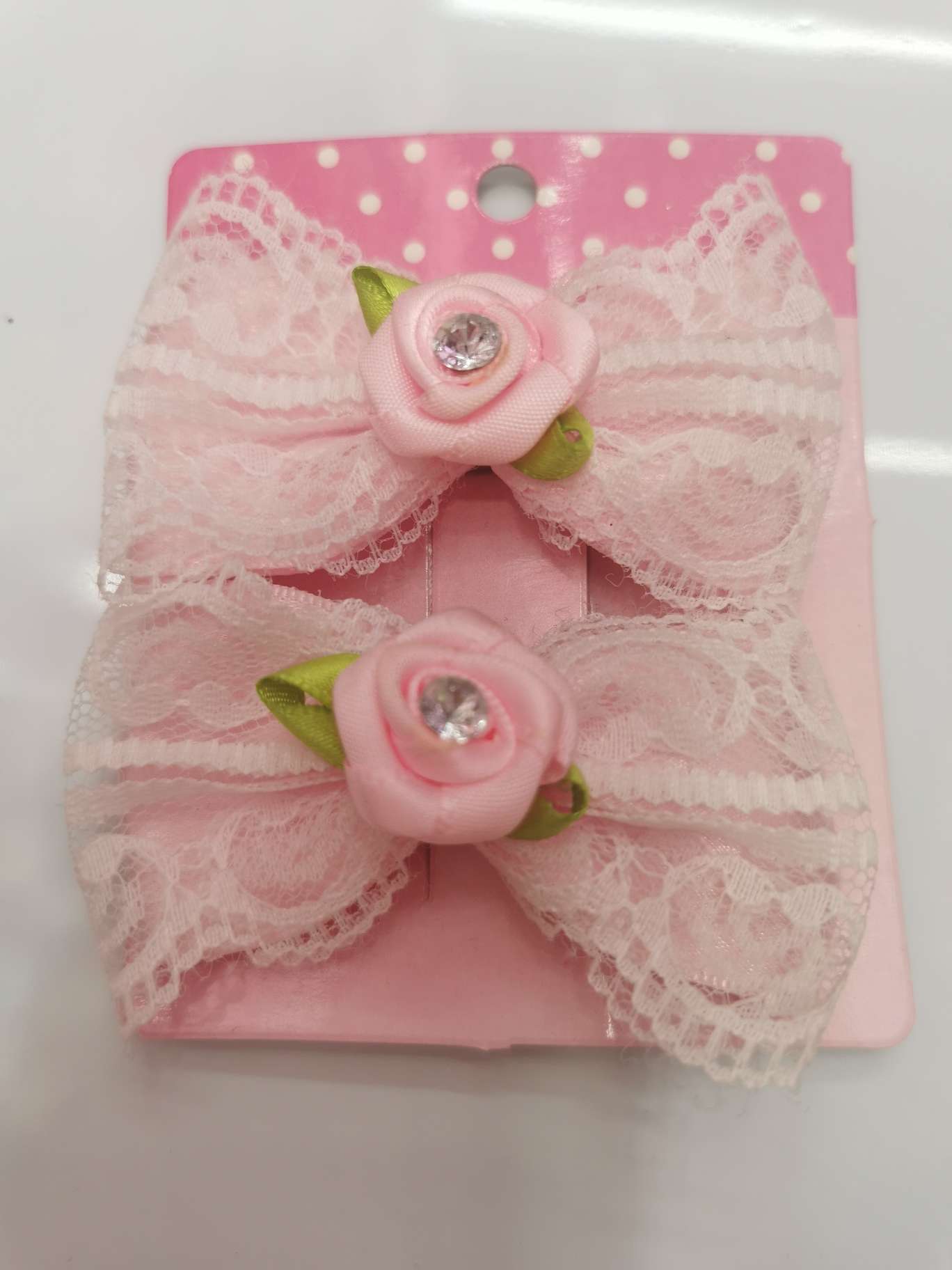 Diamond-encrusted flower heart lace bow tie duckling clip