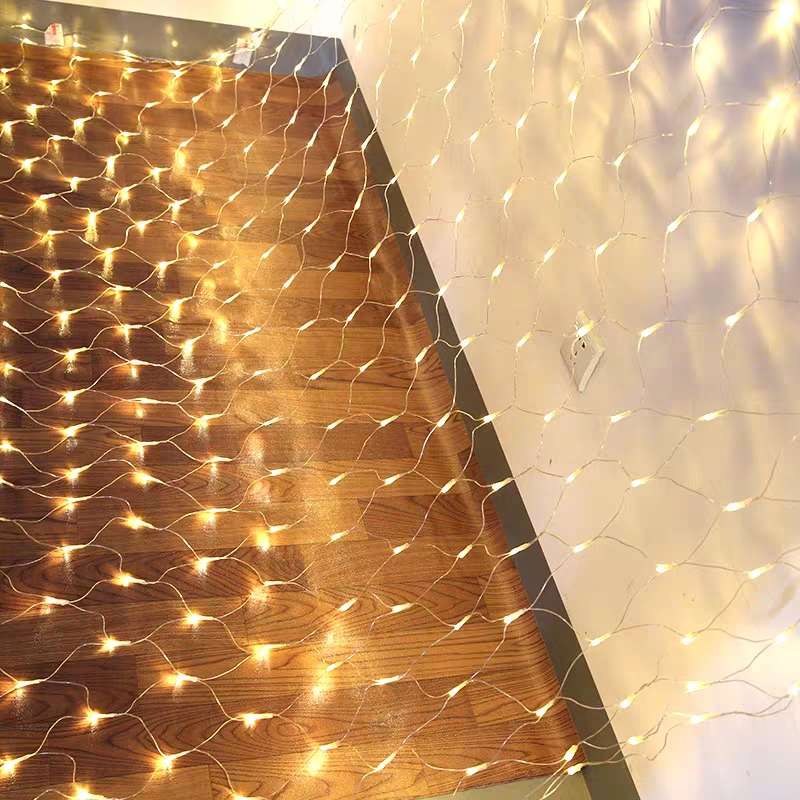 led small colored lights, string lights, flashing lights, popular fishing net lights, courtyard decoration, garden atmosphere arrangement, seven-color color-changing