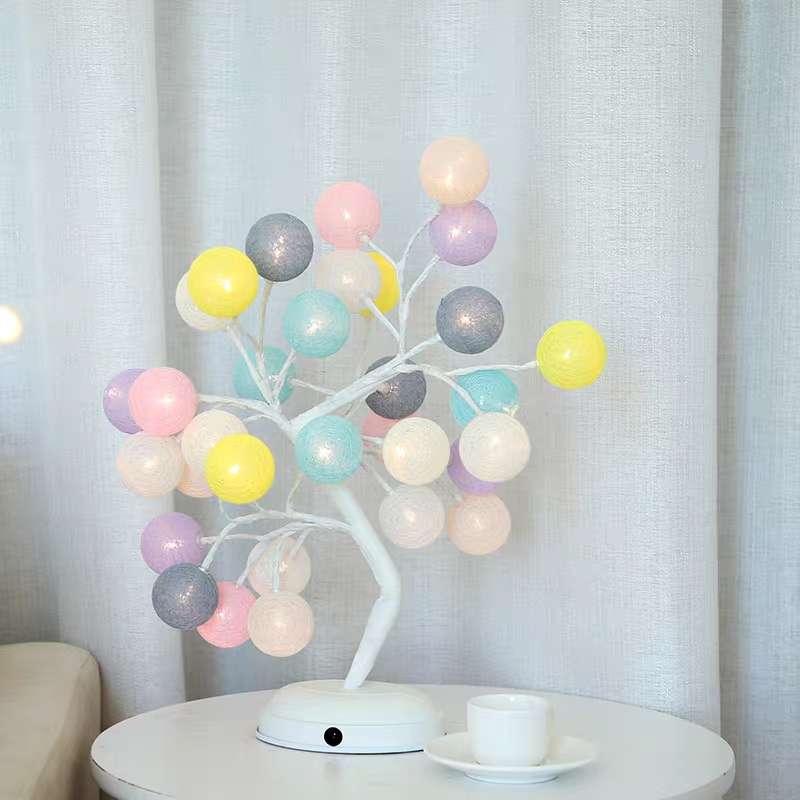 树灯led彩灯彩色棉线球装饰灯家庭浪漫房间创意灯细节图