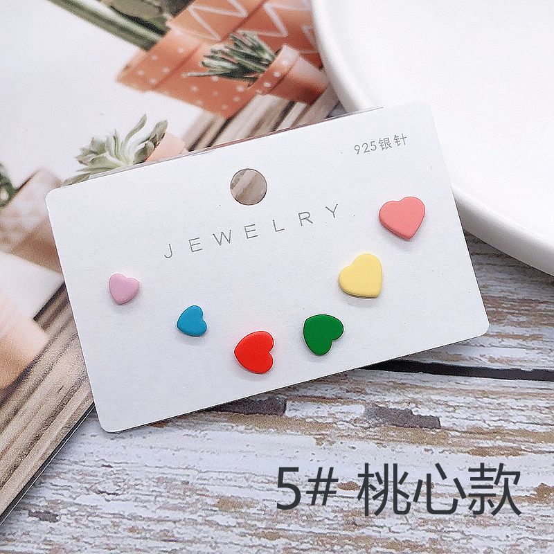 925 Silver Needle Stud earrings, color-preserving stud earrings, girlish style stud earrings, heart-shaped stud earrings Specification image