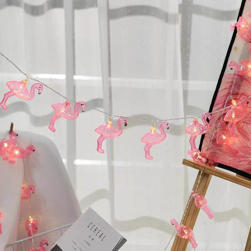 Nordic ins lights, red lanterns, string lights, flashing lights, flamingo shaped room decoration, girlish bedroom decoration