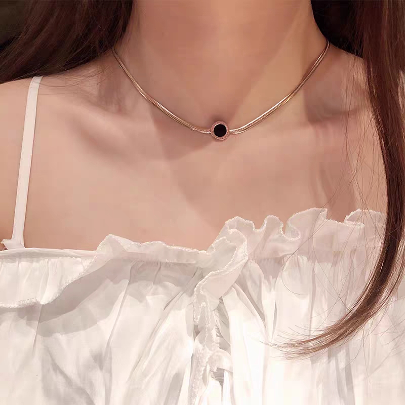 轻奢玫瑰金罗马数字钛钢项链女潮网红ins简约气质锁骨链小众吊坠产品图