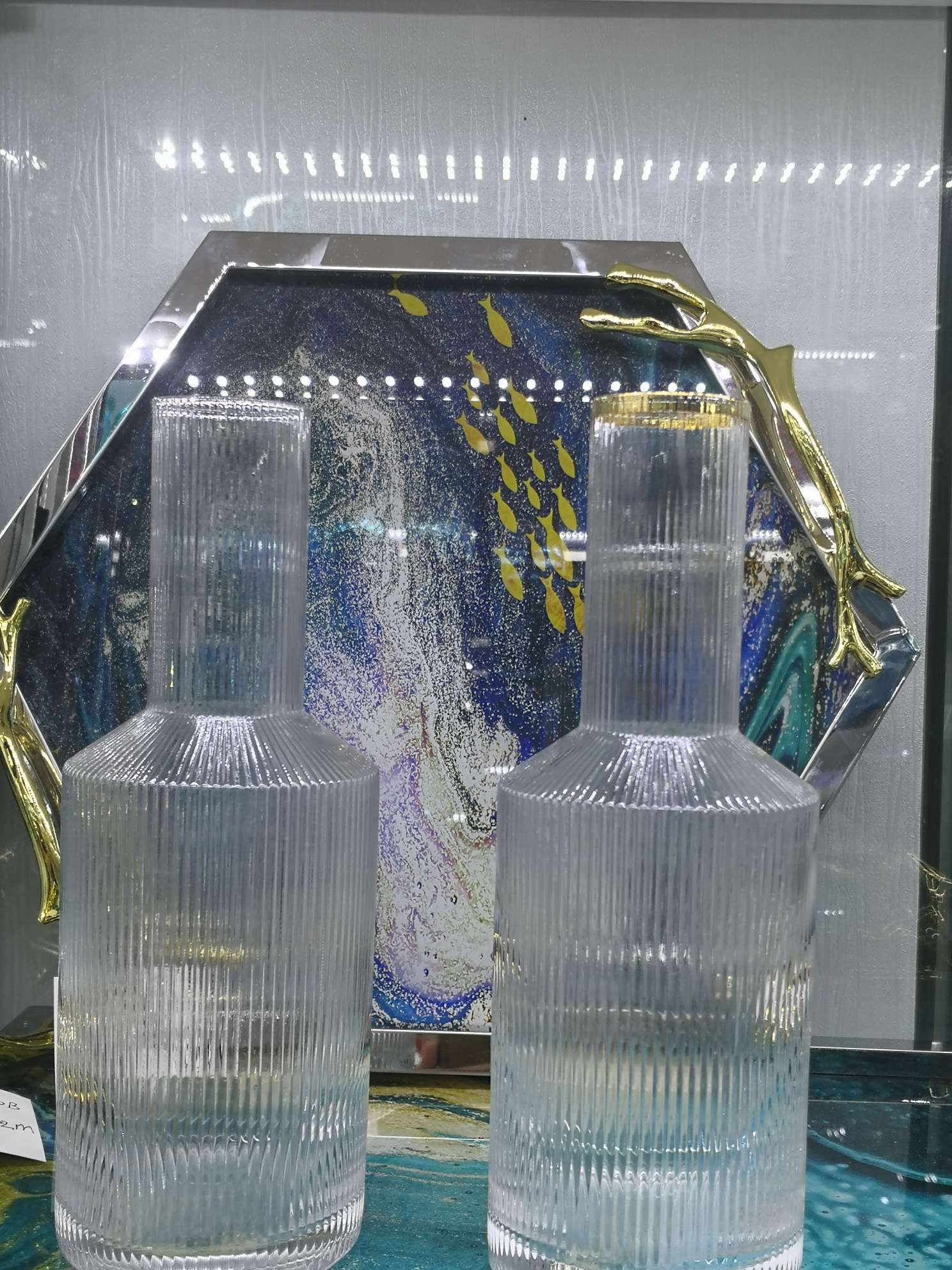 菊敏工艺条纹小口花器ins风玻璃花瓶透明玻璃花瓶