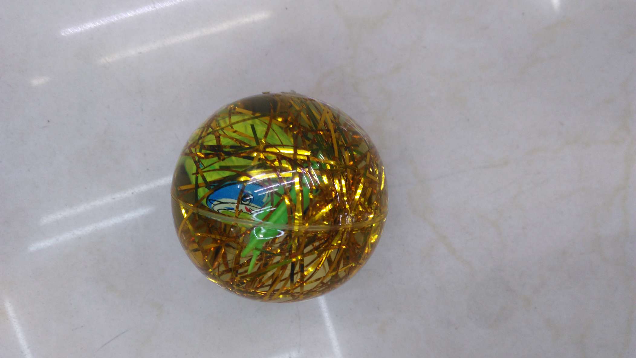 65MM gold thread elastic glittering crystal ball, mixed in four colors. details Picture