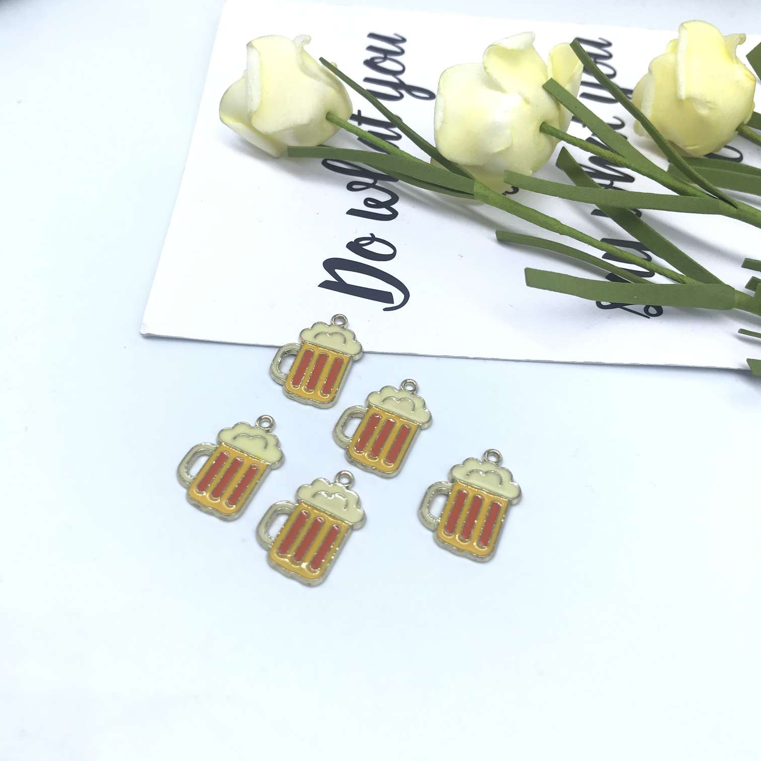 DIY decorative accessories: Korean version cute beer painting oil pendant Specification image