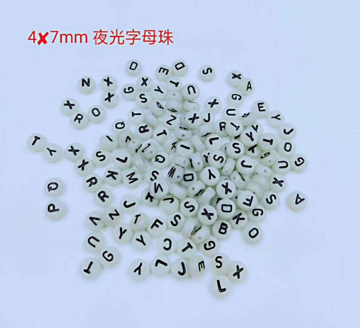 Factory supplies direct sales of eco-friendly acrylic DIY handmade accessories 4✘7mm luminous letter bead jewelry accessories children early education loose beads detail image 1