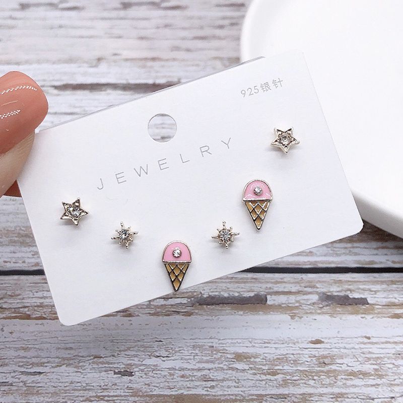 925银针耳钉，保色耳钉，冰激凌耳钉