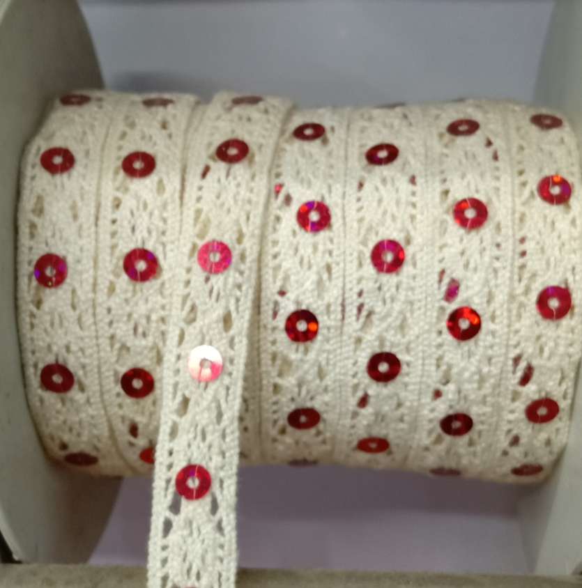 1.5Cm Cotton Rope Beads Glitter Lace Round Spot Lace Garment Accessories Packaging Decoration details Picture