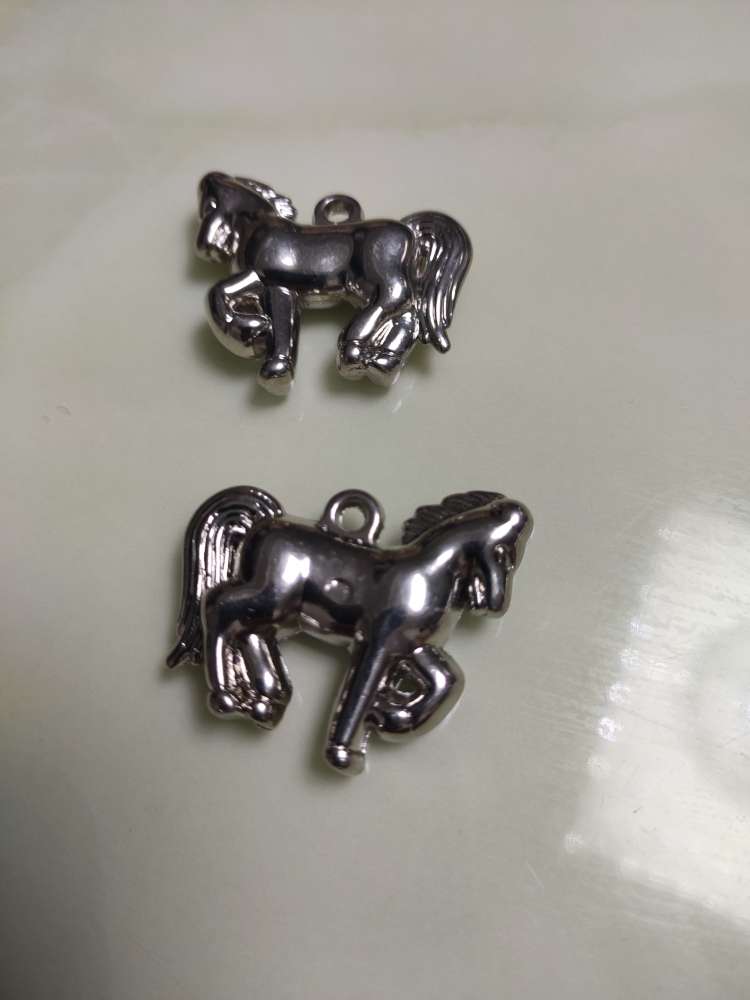 Horse Pendant Ccb Material Electroplated White 'K