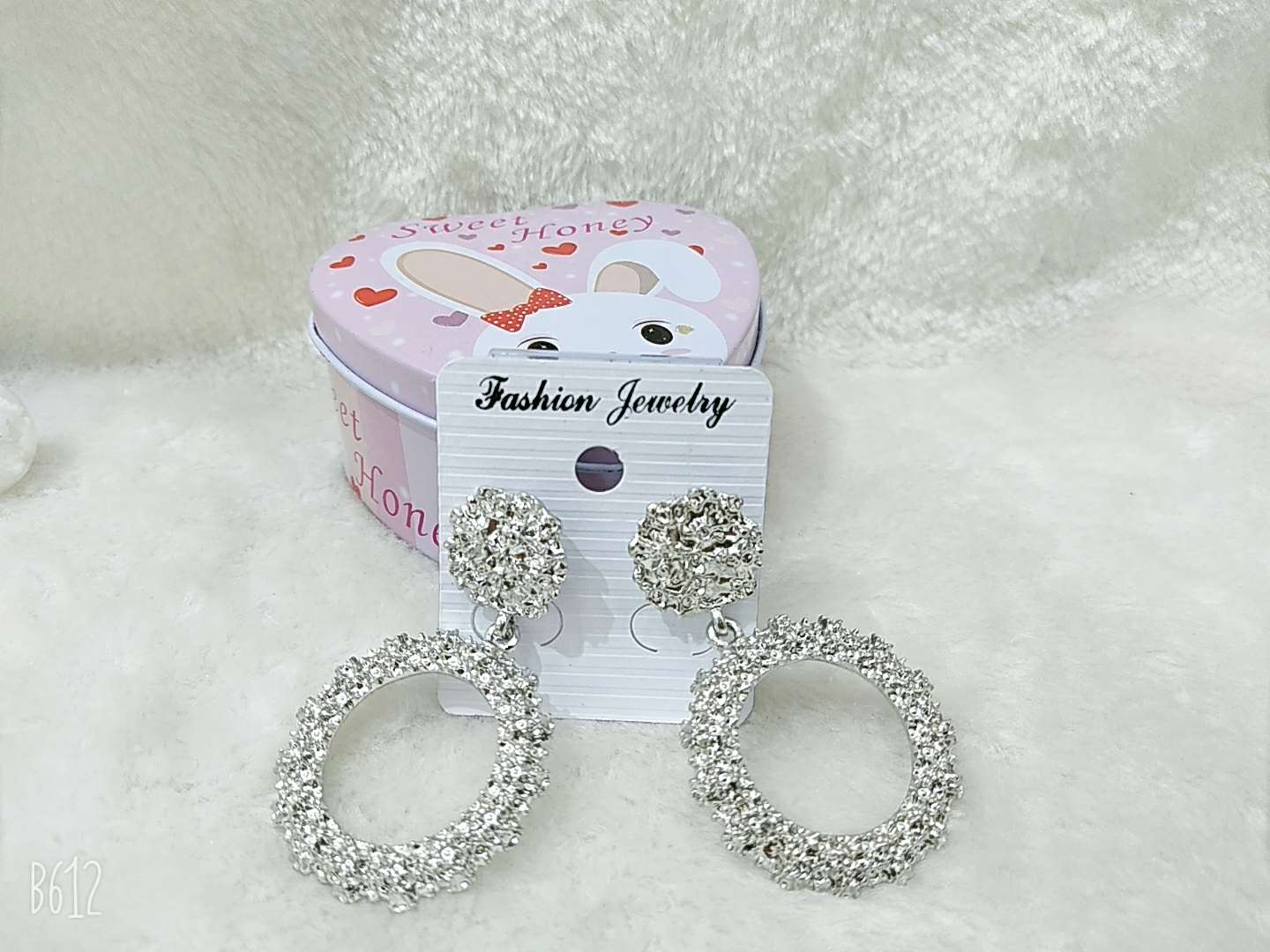 European and American style exaggerated alloy double round earrings thumbnail